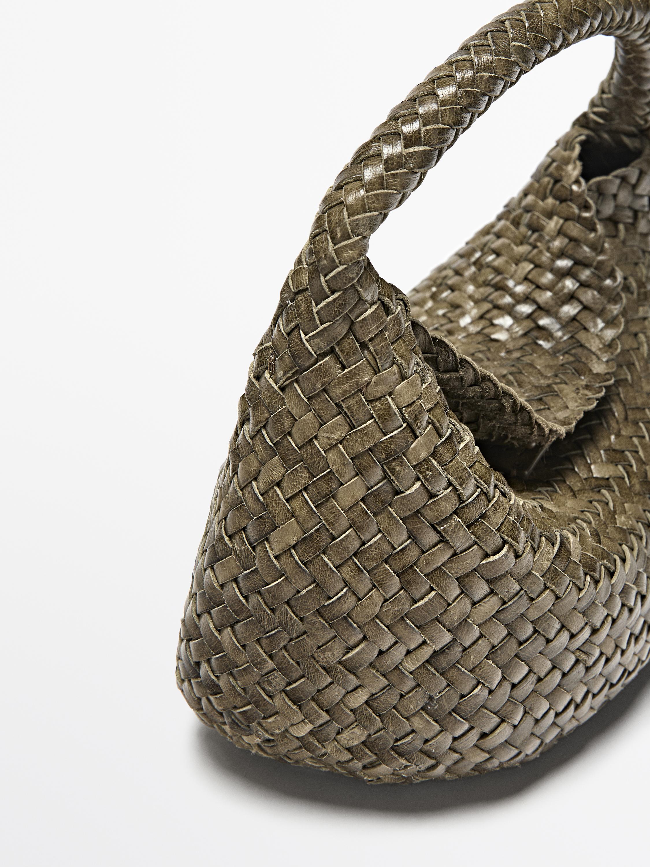 Mini sac tressé cuir nappa